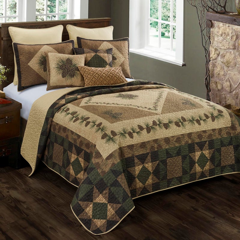 Donna Sharp Twin Polyester Bedding Set - 2 Piece - Antique Pine Lodge Quilt Set with Twin Quilt and Standard Pillow Sham - Machine Washable - Image 5